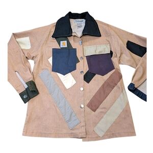 Carhartt Tan Patchwork Utility Jacket with Multi-Color Pockets